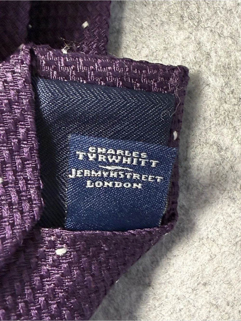 Charles Tyrwhitt Deep Purple 100% Silk Tie with Tiny Silver Dots